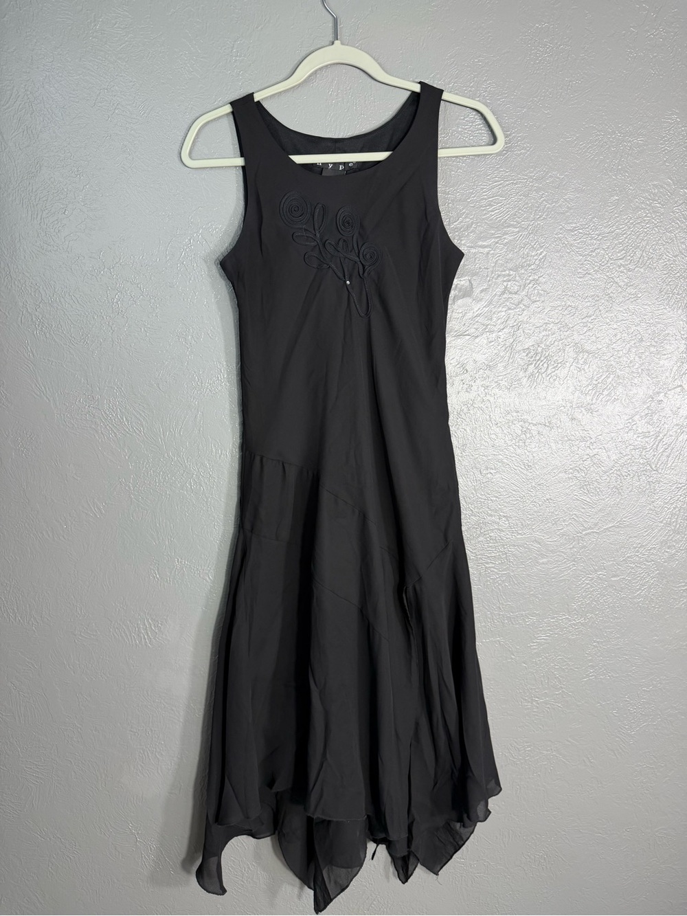 Hype Women's Black Handkerchief Hem Dress 16 Beaded Sleeveless Cocktail Y2K